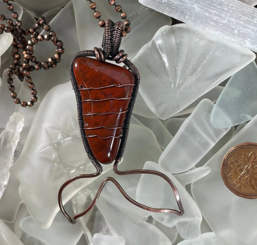 Bay of Fundy Collection Red Jasper Mermaid Tail Necklace