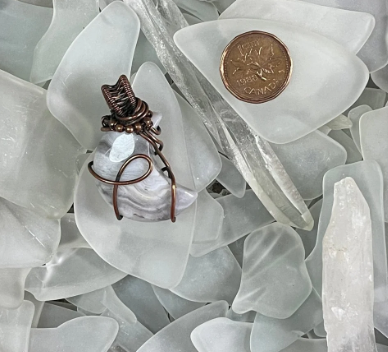 Carved Gemstone Collection -Carved Banded Agate Moon Pendant