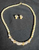 Gold-Plated Pearl & Crystal Jewelry Set