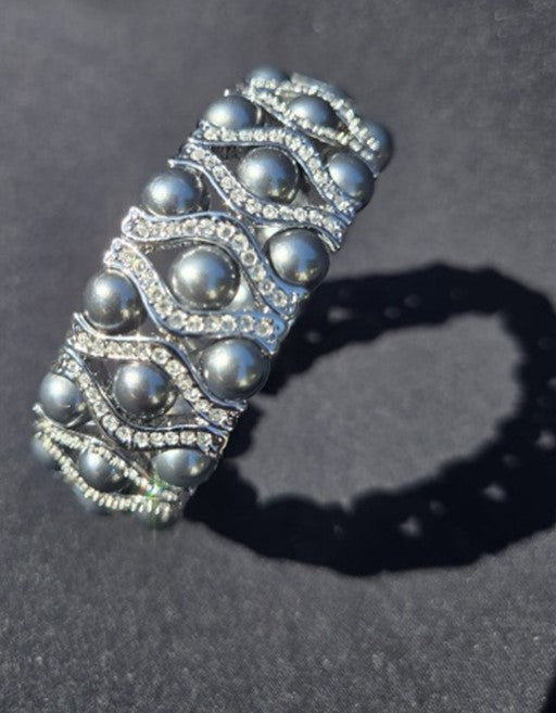 Swarovski Pearl & Crystal Bracelet (Silver)