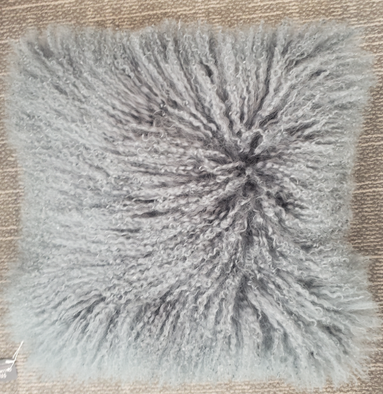 Grey Mongolian Lamb Fur Pillow