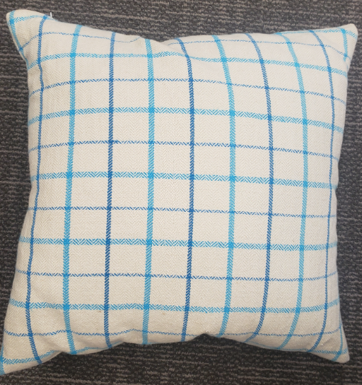 London Plaid Blue Linen Pillow