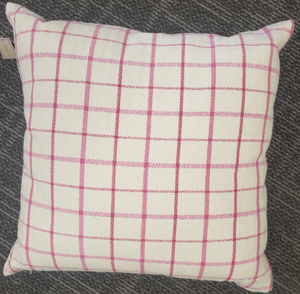 London Plaid Pink Linen Pillow