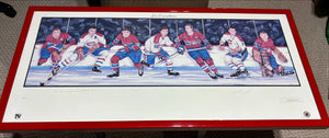 One-Of-A-Kind Prototype Les Canadiens Framed 18”x36” Lithograph Signed by 7 Habs Hall of Famers