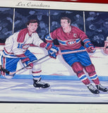 One-Of-A-Kind Prototype Les Canadiens Framed 18”x36” Lithograph Signed by 7 Habs Hall of Famers