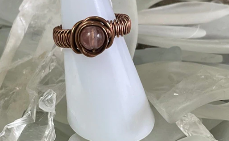 Rings Collection -Rose Quartz Copper Ring size 6.75