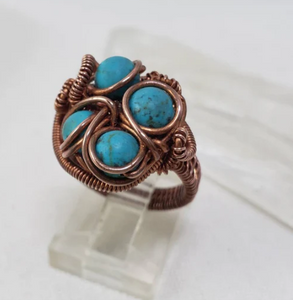 Rings Collection - Nested Turquoise Copper Ring Size 6