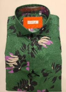 Re Ferdinando Slim Men’s Dress Shirt Green Multi Pattern (Green) Sizes: L