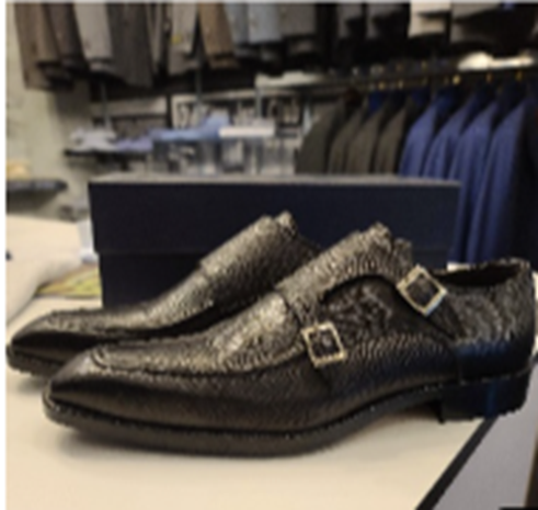 Platinium Line Leather Shoe - Saffiano Nero  Size 44 (10.5)
