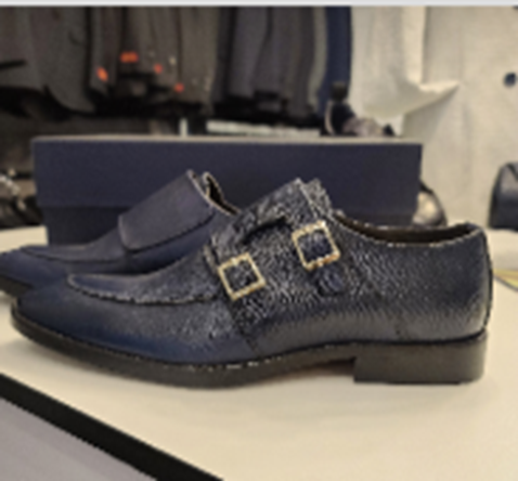 Platinium Line Leather Shoe - Saffiano Blu  Size 40 (7.5)