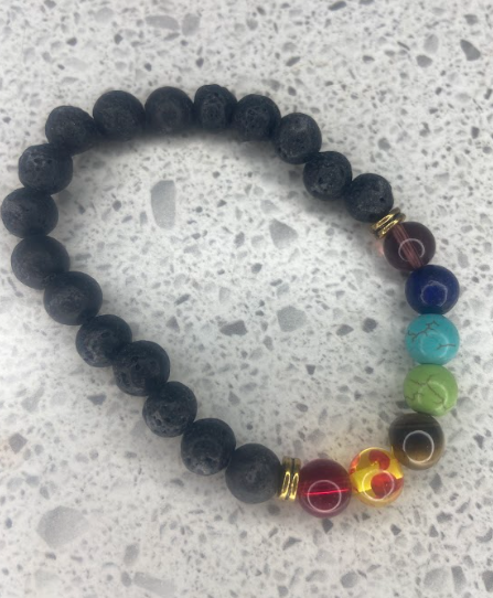 Black Lava Beads with Coloured Glass Beads