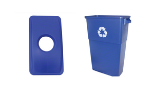 Impact® 23 Gal. Thin Bin™ Blue Recycle Container with round cut out lid