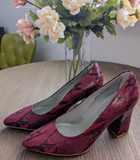 Leather Snake Print Platform Closed Toe Block Heel - SIZE EU 38/US 7.5