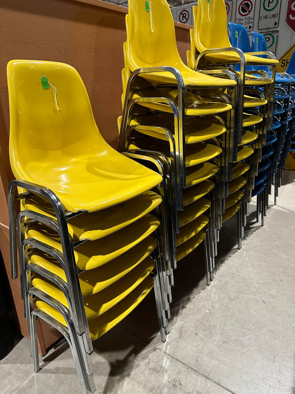 Stacking Plastic Adult Chairs - Yellow Slightly Used