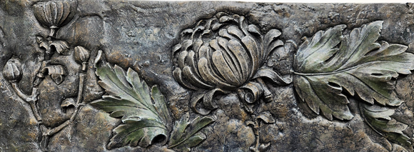 Cast concrete Chrysanthemum plaque