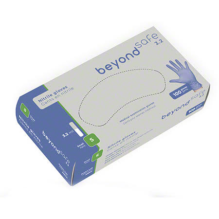 BEYOND SAFE 3.2 ICE BLUE NITRILE MEDICAL EXAM GLOVE - SMALL