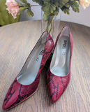 Leather Snake Print Platform Closed Toe Block Heel - SIZE EU 38/US 7.5