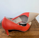 Vermilion and Cream Closed Toe Heels - SIZE EU 40/US 9