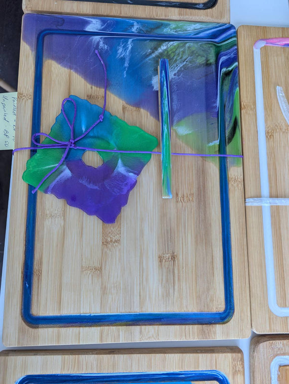 Charcuterie Board - Blue and Green Waves