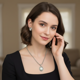 Oval Crystal Pendant Necklace Set