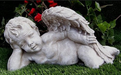 Cast Concrete Laying Angel