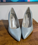 Silver Blue a leather Closed Toe Heels - SIZE EU 39/US 8.5