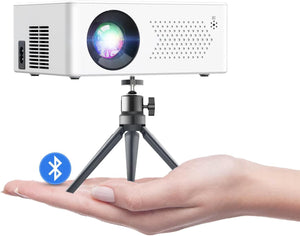 Hiwoly Mini Bluetooth Projector with 9500 Brightness 【with Projector Stand/Tripod】 1080P Supported Portable Home Theater Movie Projector, Compatible with TV Stick,HDMI,USB,VGA,AV I