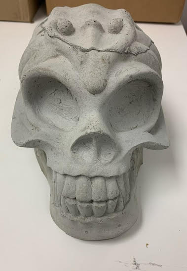 Cast Concrete Alien Skull