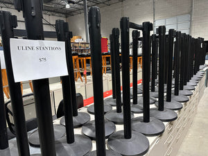 Crowd Control with “Pull out Straps” Stanchions Black -Slightly Used