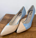 Blue and Cream Close Toe Heels - SIZE EU 41/US 9.5