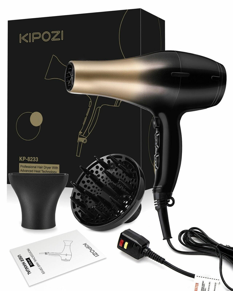 Kipozi Professional Hair Dryer w/ Advanced Heat Technology & Nozzle ...