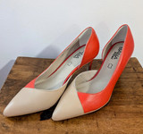 Vermilion and Cream Closed Toe Heels - SIZE EU 40/US 9