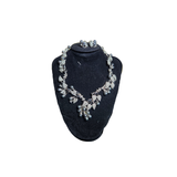 Silver Botanical Necklace Set with Pearls