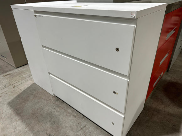 3 Drawer Lateral Filing Cabinet (White) -Slightly Used