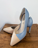 Blue and Cream Close Toe Heels - SIZE EU 39/US 8.5