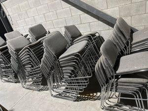 Stacking Grey Used Padded Cloth Chairs (Need to be Steam Cleaned!)