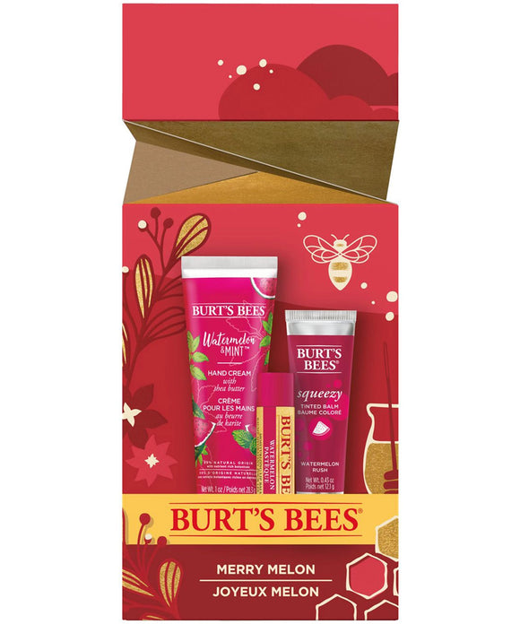 Burts Bees Unisex 3 Pack Merry Melon Holiday Gift Set