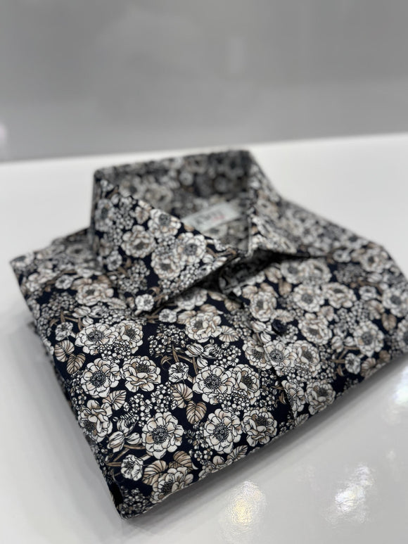 Tan Floral Dress Shirt - 3XL - 25% OFF