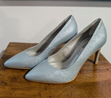 Silver Blue a leather Closed Toe Heels - SIZE EU 39/US 8.5