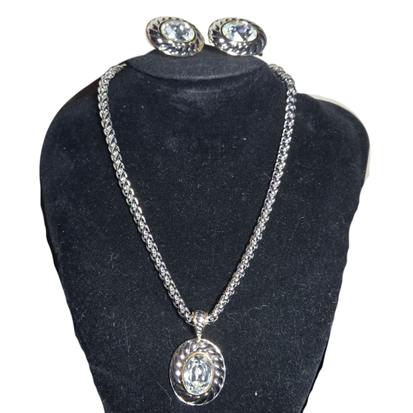 Oval Crystal Pendant Necklace Set