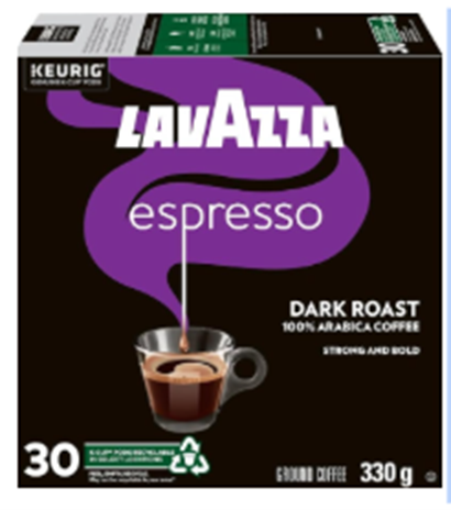 Case of 30 Lavazza Espresso Dark Roast K-Cups