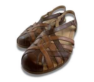 Earth Origins Brown Leather Close Toe Sandal - Women's 11