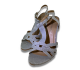 Metallic Silver Strappy Sandals - Women's 8