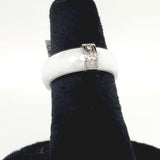 Ultimate Ceramic Faceted White Ceramic Ring with a Steel Bar Set - Size 6
