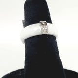 Ultimate Ceramic Faceted White Ceramic Ring with a Steel Bar Set - Size 5.5