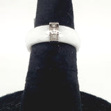 Ultimate Ceramic Faceted White Ceramic Ring with a Steel Bar Set - Size 5.5