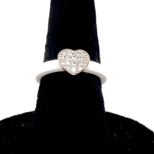Ultimate Ceramic White Ring Set with Sterling Silver Cubic Zirconia Set Heart - Various Sizes