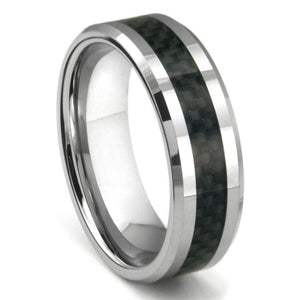 Tungsten Ring with Carbon Fiber Inlay - Size 10