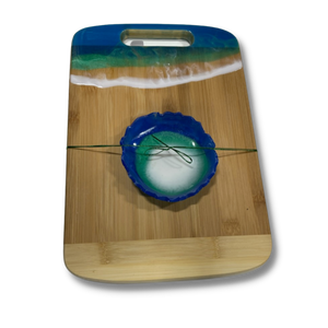 Rectangle Board #15 (Ocean Wave) Epoxy Charcuterie Board with Matching Dish