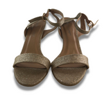Sophie Laurent Light Gold Metallic Strappy Heeled Sandals - Women's 9
